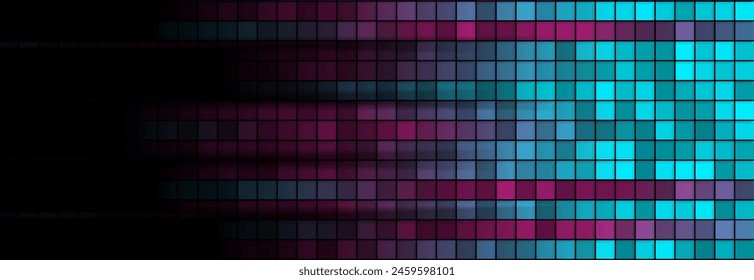 Blue purple glossy mosaic squares abstract geometry background. Vector technology banner design