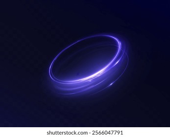 Blue purple glow portal light effect. Bright neon light around teleport podium. Magic gate in fantasy game. Glow for game interface design. Vector 10 EPS