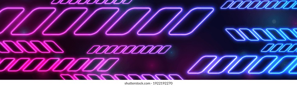 Blue and purple glowing neon abstract technology background. Luminous futuristic vector banner design