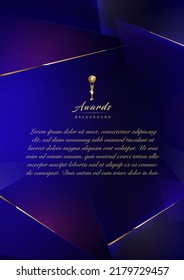 Blue Purple Golden Edge Invitation Card. Luxury Royal Awards Graphics Background. A4 Size Elegant Shine Modern Abstract Template. Premium Corporate Letterhead Template.  Winner Certificate Layout.