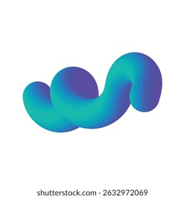 Blue and purple gradient 3D fluid squiggle shape, white background.