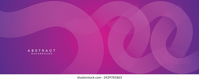 Blue, purple gradient abstract waving circles lines Technology web banner background. Modern magenta, pink gradient with glowing lines and shiny geometric diagonal shape for brochure, cover, header