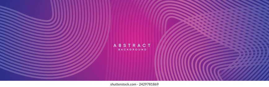 Blue, purple gradient abstract waving circles lines Technology web banner background. Modern magenta, pink gradient with glowing lines and shiny geometric diagonal shape for brochure, cover, header