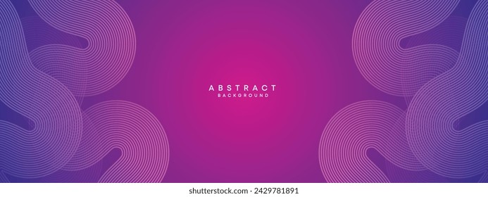 Blue, purple gradient abstract waving circles lines Technology web banner background. Modern magenta, pink gradient with glowing lines and shiny geometric diagonal shape for brochure, cover, header