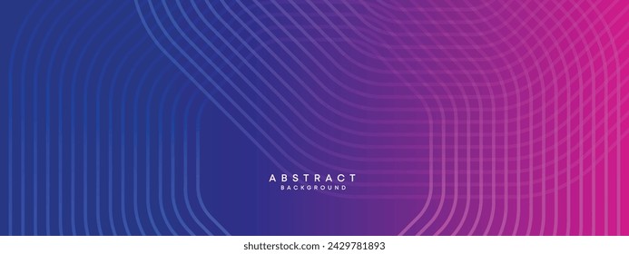 Blue, purple gradient abstract waving circles lines Technology web banner background. Modern magenta, pink gradient with glowing lines and shiny geometric diagonal shape for brochure, cover, header