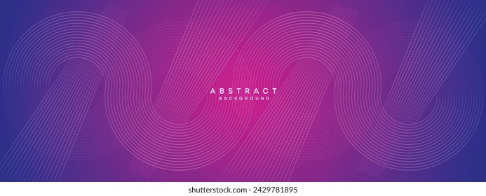 Blue, purple gradient abstract waving circles lines Technology web banner background. Modern magenta, pink gradient with glowing lines and shiny geometric diagonal shape for brochure, cover, header