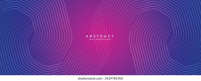 Blue, purple gradient abstract waving circles lines Technology web banner background. Modern magenta, pink gradient with glowing lines and shiny geometric diagonal shape for brochure, cover, header