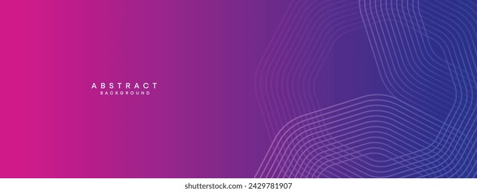 Blue, purple gradient abstract waving circles lines Technology web banner background. Modern magenta, pink gradient with glowing lines and shiny geometric diagonal shape for brochure, cover, header