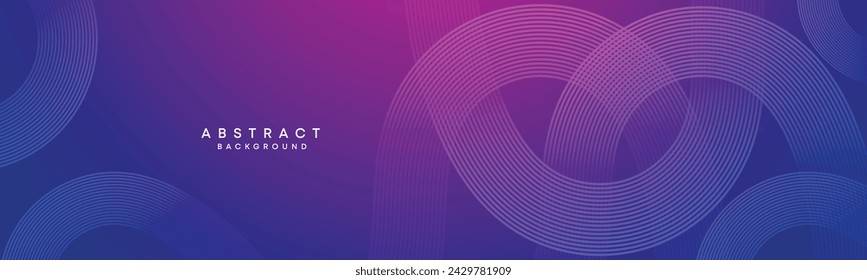 Azul, púrpura degradado abstracto ondeando círculos líneas Tecnología web banner fondo. Magenta moderno, degradado rosa con líneas brillantes y forma diagonal geométrica brillante para folleto, cubierta, cabecera
