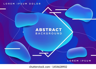 Blue and purple gradient color floating liquid blob. 3d rendering modern geometric abstract liquid background. mesh color. Applicable for placards, banners, flyers, presentations, covers and reports.