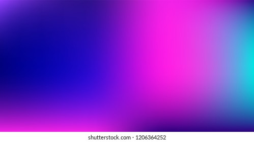 Blue Purple Gradient Dreamy Vibrant Vector Background. Neon Color Overlay, Sunrise, Sunset, Sky, Water Design Element. Dreamy Unfocussed Holograph Luxury Texture. Fluid Color Minimal Digital Gradient