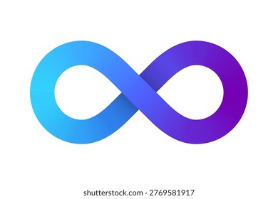 Blue purple gradient infinity symbol isolated. Vector
