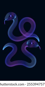 Blue purple gradient snake New Year vector illustration background