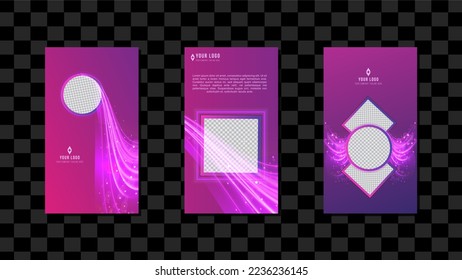 Blue Purple Gradient Vertical Social Media Template Design Abstract Background EPS 10 Vector