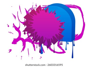 Blue and purple graffiti speech bubble. Abstract modern Messaging sign street art decoration, Discussion icon performed in urban painting style.