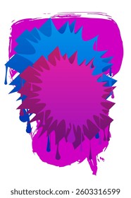 Blue and purple graffiti speech bubble. Abstract modern Messaging sign street art decoration, Discussion icon performed in urban painting style.