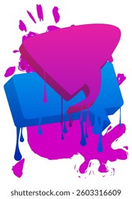 Blue and purple graffiti speech bubble. Abstract modern Messaging sign street art decoration, Discussion icon performed in urban painting style.