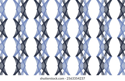 blue purple and gray ribbon block on white background, seamless pattern with repeat blue waves as vertical strip line, replete image design for fabric printing patter