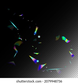 Blue, Purple, Green Celebration Background.  Gradient Overlay Neon Foil Tinsel. Gold Transparent Falling Particles. Rainbow Tinsel. Holo Glam Effect Rainbow Tinsel. Falling Hologram Confetti.