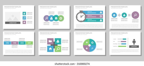 Blue purple green multipurpose infographic presentation template flat design set for brochure flyer advertising and marketing