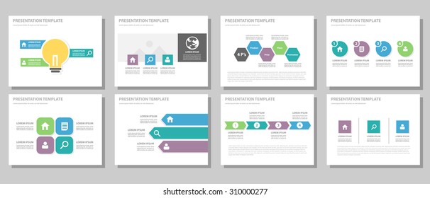 Blue purple green multipurpose infographic presentation template flat design set for brochure flyer advertising and marketing