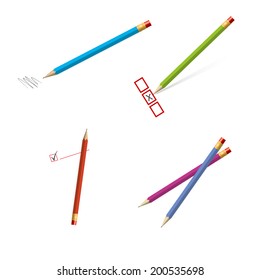 Blue, purple, green, red pencils in vector