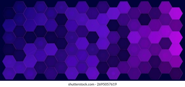 Padrão de design de hexágono azul e roxo com fundo de tecnologia abstrata
