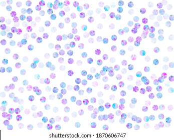 Blue purple holographic metallic gradient confetti sequins vector scatter. Polished decorative particles. Banner background with metal gradient holographic texture confetti elements.