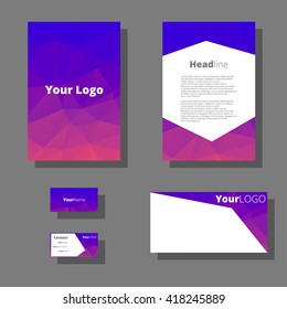 blue purple identity polygon template set 