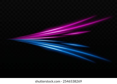 Haz de luz azul y púrpura. Un reflejo de haz curvado agudo. Diseños de ciencia ficción, transiciones de luz, efectos futuristas. Rayas de luz brillante, efectos de neón. Fondo de Fondo de pantalla de brillo dinámico