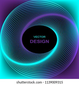 Blue purple lines in the form of a circle. Vector abstract background.