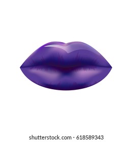 Blue purple lips 3d wad on a white background vector