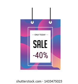 Blue purple liquid background 40% Sale banner template design. Big sale special offer. Liquid style Special offer vector illustration can be use banner, poster, flyer, brochure, sticker.