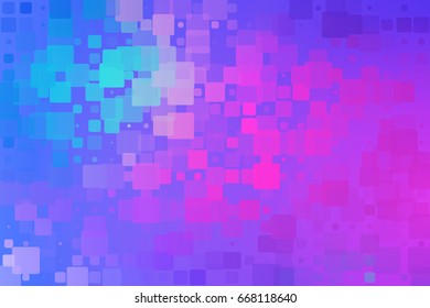 Blue purple magenta pink turquoise vector abstract glowing background with random sizes rounded corners tiles 