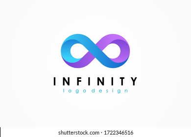 Blue and Purple Motion Infinity Logo isolated on White Background. Usable for Business and Technology Logos. Vector Logo Design Template Element.