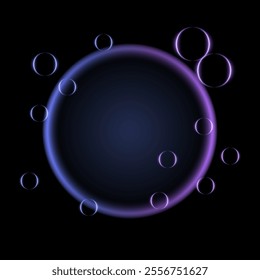 Blue and purple neon gradient effect. A glowing circular design transitioning from rich blue to vivid purple, accented with luminous orbs, suitable for futuristic and tech-inspired themes