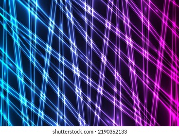 Blue purple neon laser lines abstract futuristic design. Technology vector background