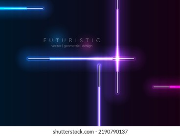 Blue purple neon laser lines abstract futuristic design. Technology vector background