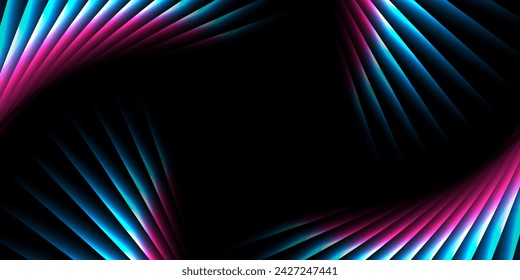 Blue purple neon laser lines abstract technology background. Futuristic vector design