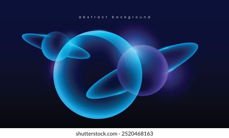 Fondo abstracto azul púrpura del círculo de saturno y del planeta del gradiente de la luz de neón en Arte vectorial