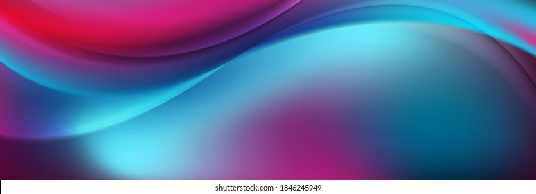 Blue purple neon smooth liquid waves abstract background. Vector banner design