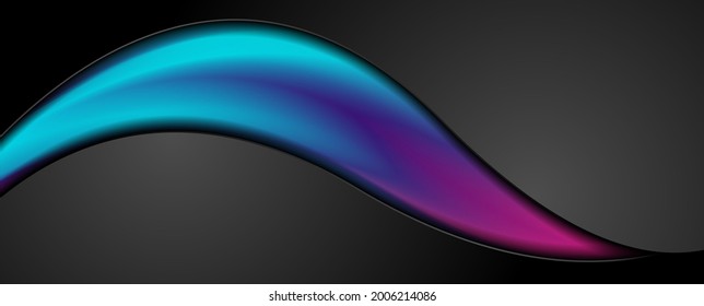 Blue purple neon smooth liquid waves abstract background. Vector design
