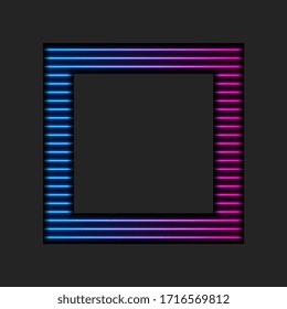 Abstrakter, blauer, violetter Neonquadrat-Hintergrund. Vektorillustration-Lichtdesign