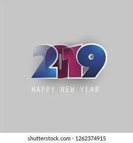 Blue and Purple New Year Card, Cover or Background Design Template - 2019