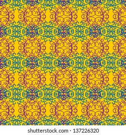 blue and purple pattern on a yellow background