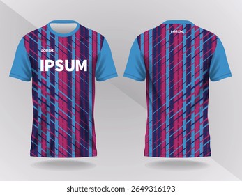 blue and purple pink abstract background and pattern for sport jersey design and mockup. front and back view template