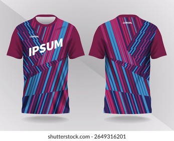 blue and purple pink abstract background and pattern for sport jersey design and mockup. front and back view template