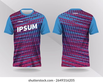 blue and purple pink abstract background and pattern for sport jersey design and mockup. front and back view template
