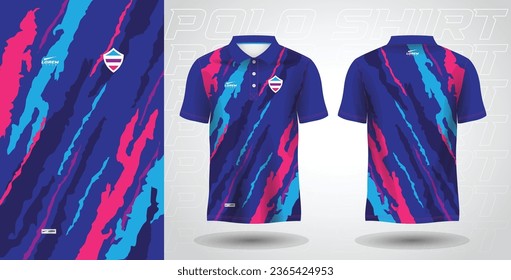 blue purple and pink color polo sport shirt jersey template