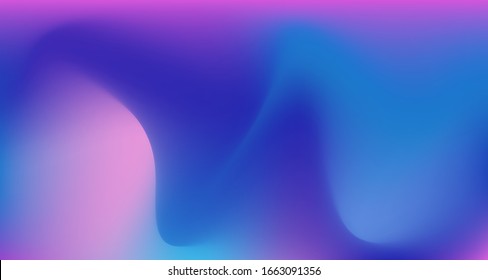 Blue Purple Pink Digital Gradient Background. Elegant Colorful Vibrant Defocused Horizontal Banner. Iridescent Noble Vector Color Overlay. Dreamy Neon Bright Trendy Wallpaper. 80s Glam Gradient Paper